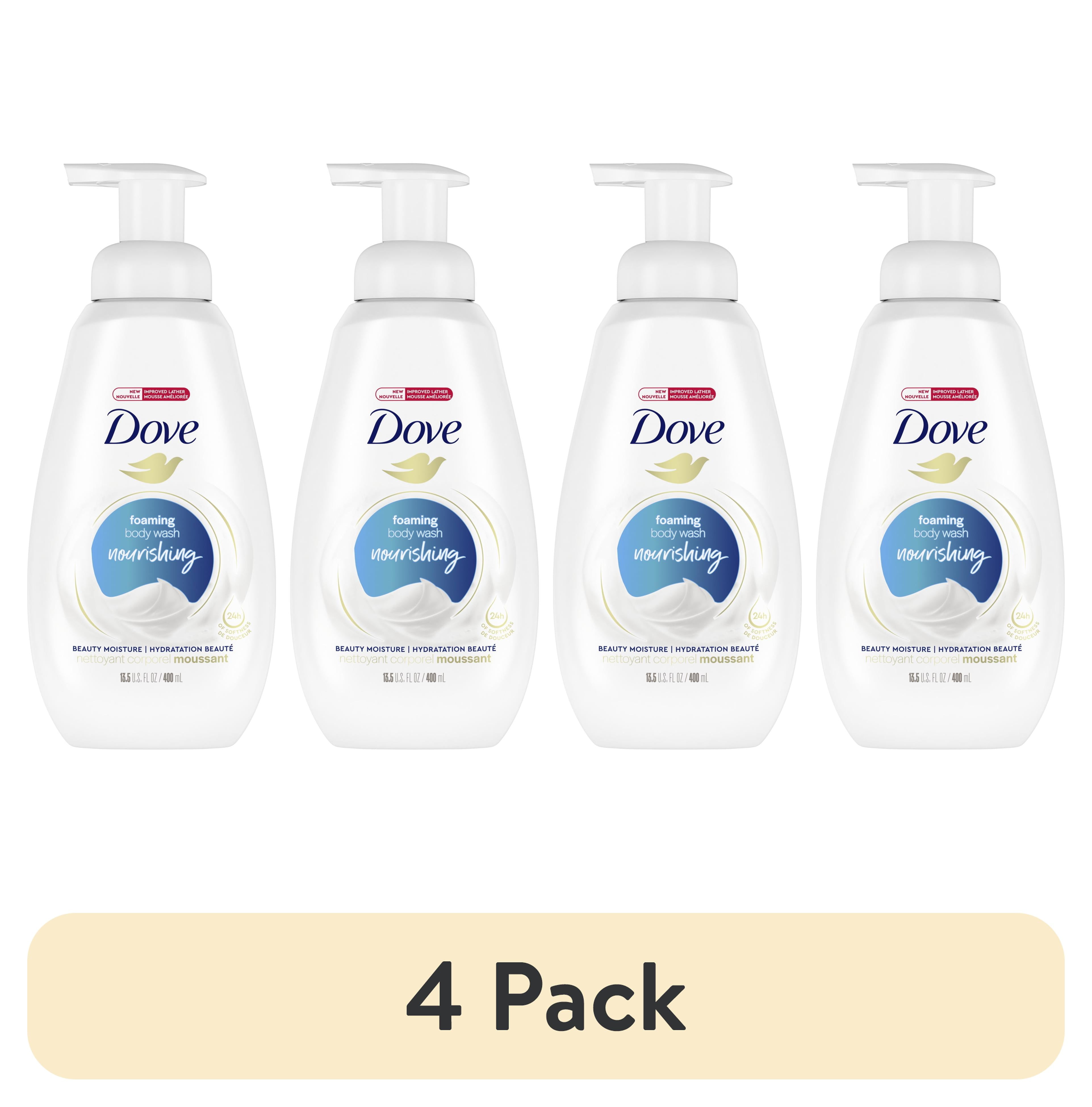 (4 pack) Dove Body Wash for Women Instant Foaming Nourishing Deep Moisture All Skin, 13.5 oz
