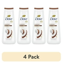 (4 pack) Dove Body Wash for Women Moisturizing Restore Coconut & Cocoa Butter Cleanser All Skin, 20 oz