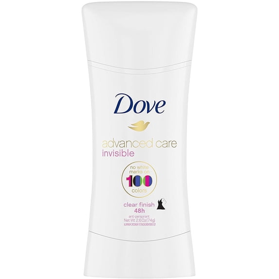 4 Pack - Dove Advanced Care Invisible Stick Antiperspirant Deodorant, Clear Finish 2.6 oz