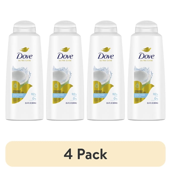 (4 pack) Dove Coconut and Hydration Daily Conditioner for Dry Hair, 20.4 oz