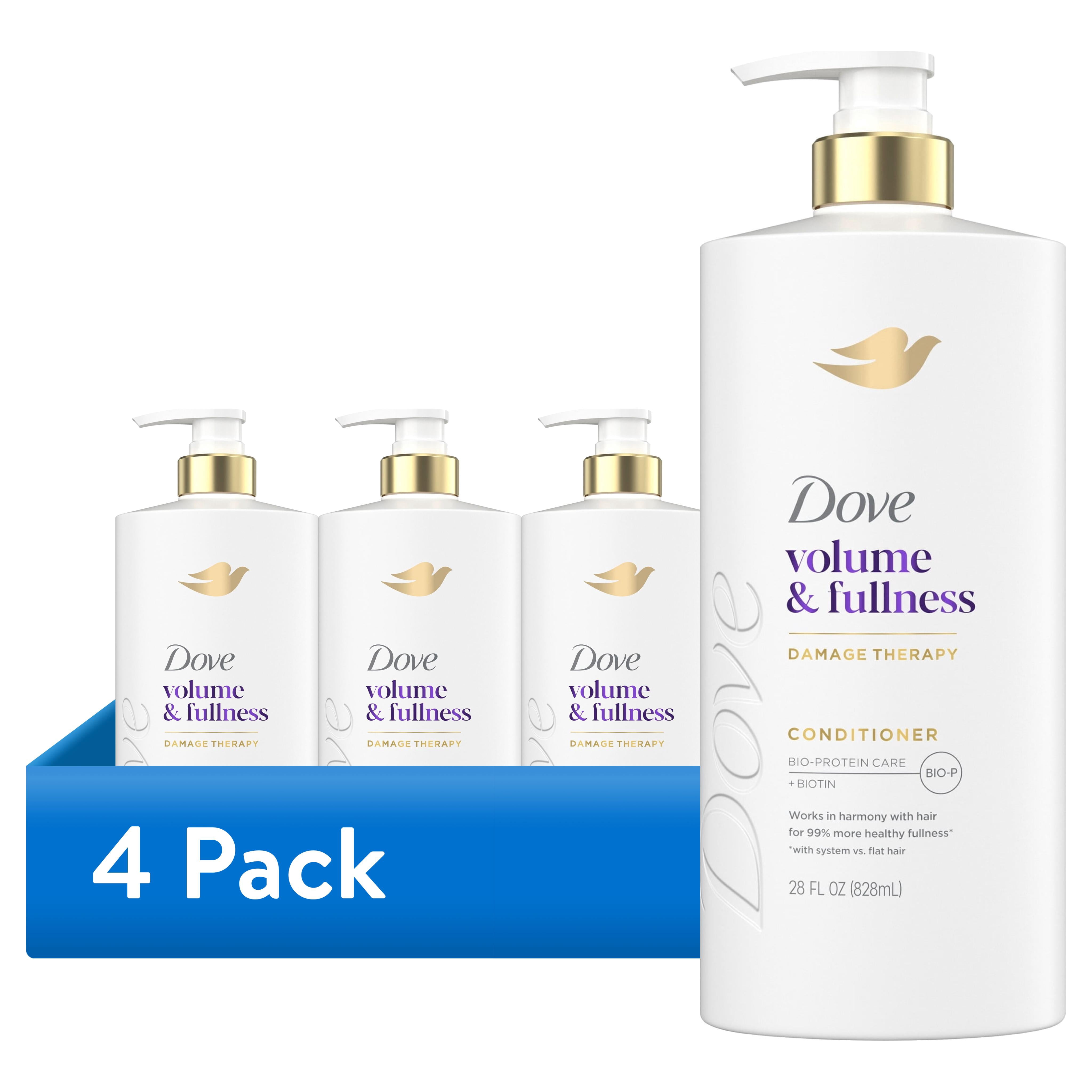(4 pack) Dove Conditioner for Fine, Thin Hair Volume & Fullness with Bio-Protein Care Technology and Biotin, 28 Fl Oz