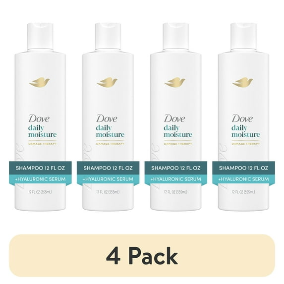 (4 pack) Dove Damage Therapy Shampoo Daily Moisture with Bio-Protein Care Technology & Hyaluronic Serum, 12 fl oz