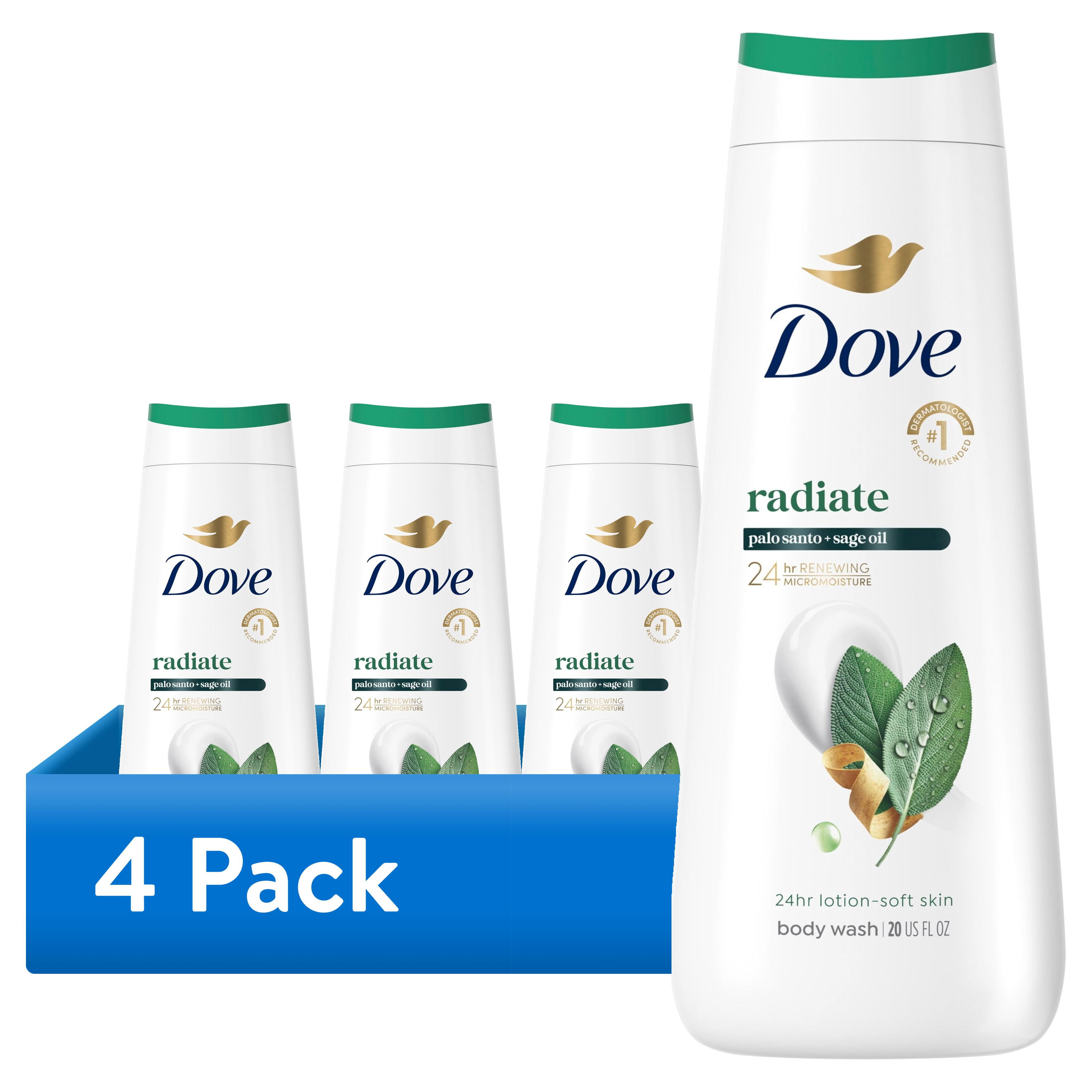 (4 pack) Dove Limited Edition Body Wash Palo Santo & Sage Oil For Hydrated & Soft Skin, 20 Fl oz