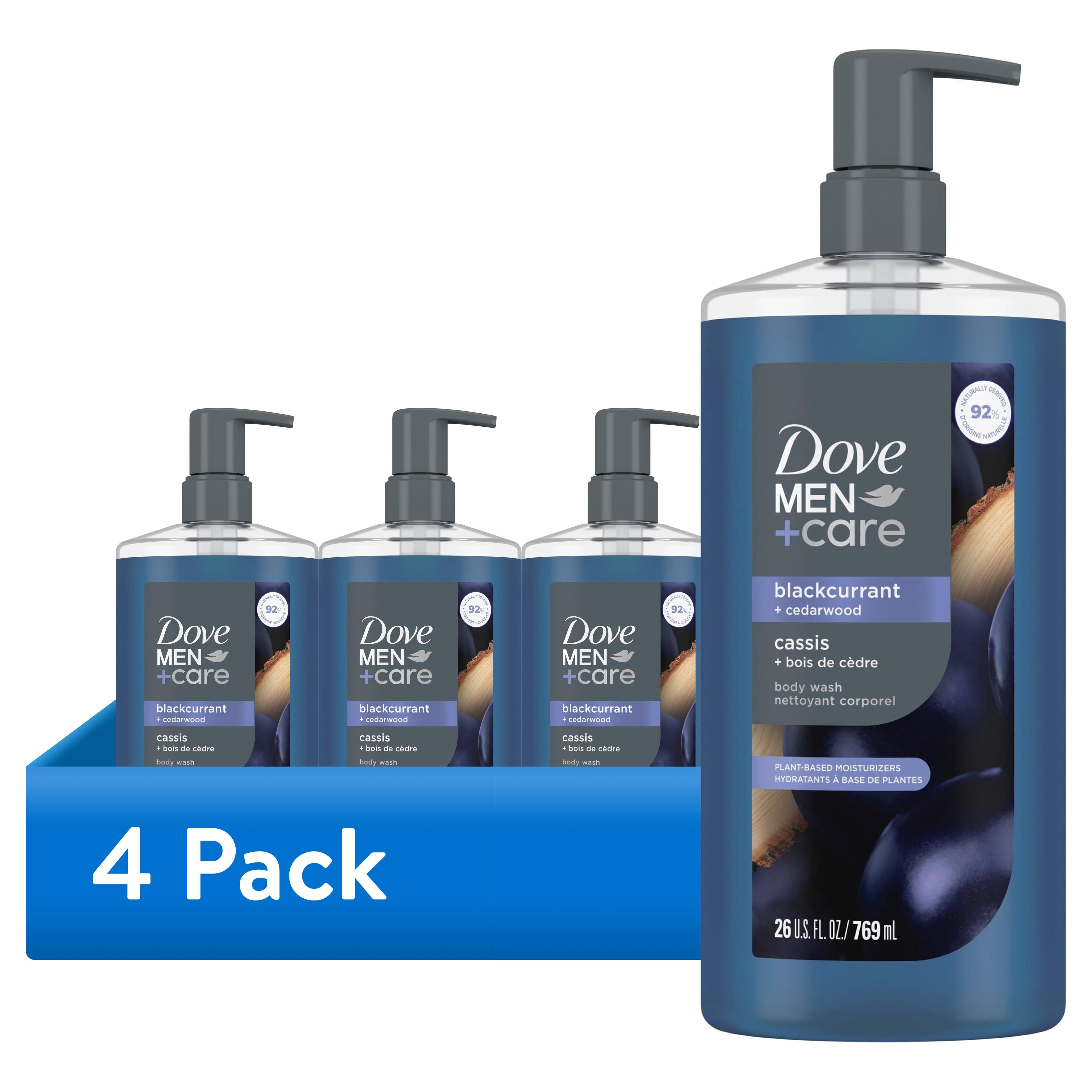 (4 pack) Dove Men+Care Blackcurrant + Cedarwood Moisturizing Body Wash Blackcurrant Dermatologist Body Wash For Men Sulfate Free, Paraben Free, & Dye Free , 26 fl oz
