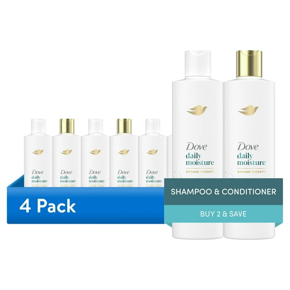 (4 pack) Dove Daily Moisture Shampoo & Conditioner Set, 12 fl oz 2 count