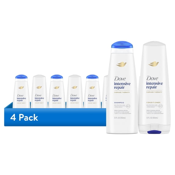 (4 pack) Dove Intensive Repair Shampoo & Conditioner Set, 12 fl oz 2 count