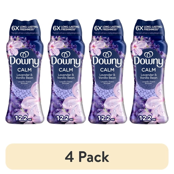 (4 pack) Downy Laundry Scent Beads, In-Wash Scent Booster, Infusions Calm Lavender and Vanilla Bean Scent, 12.2 oz