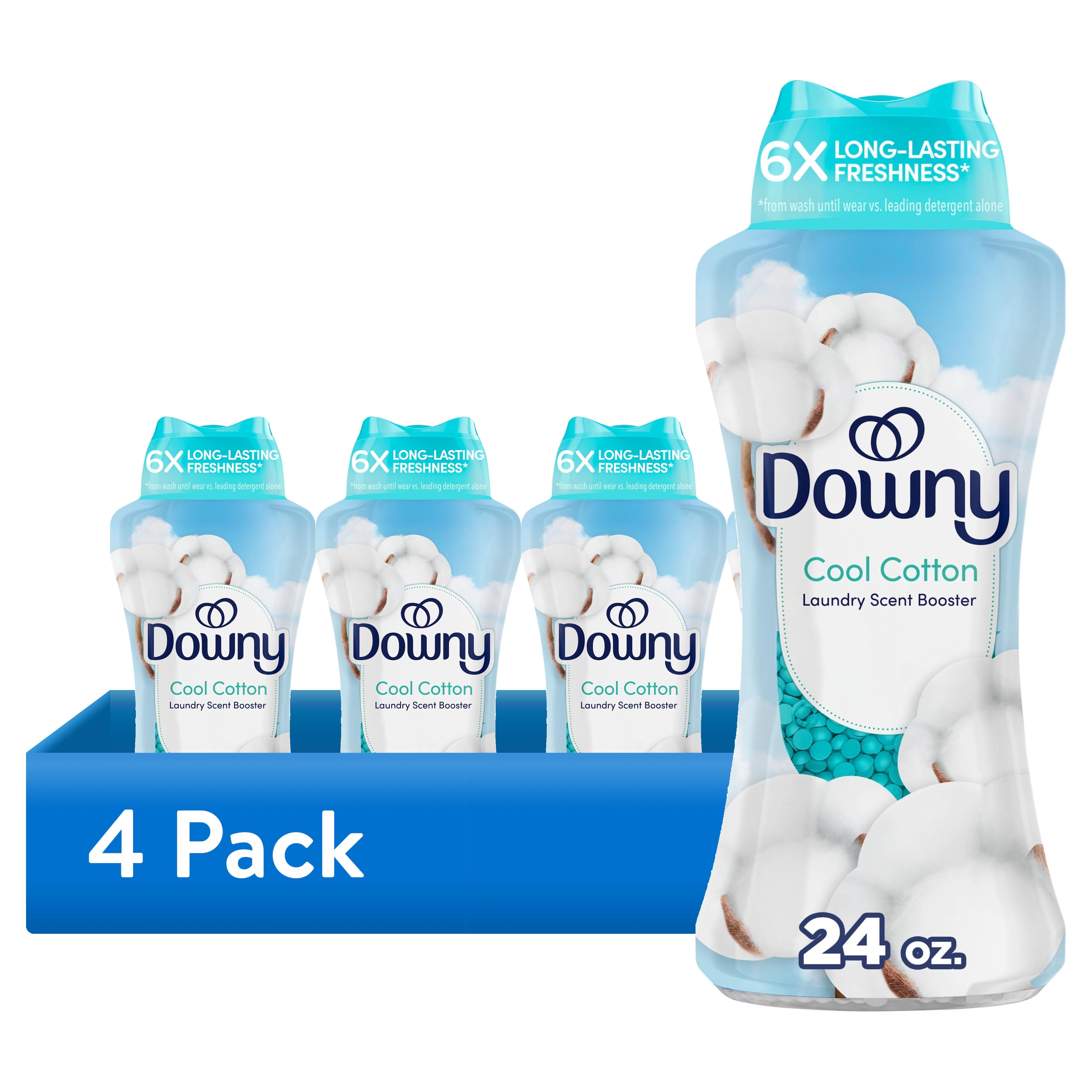 (4 pack) Downy Laundry Scent Beads, In-Wash Scent Booster, Cool Cotton Scent, 24 oz