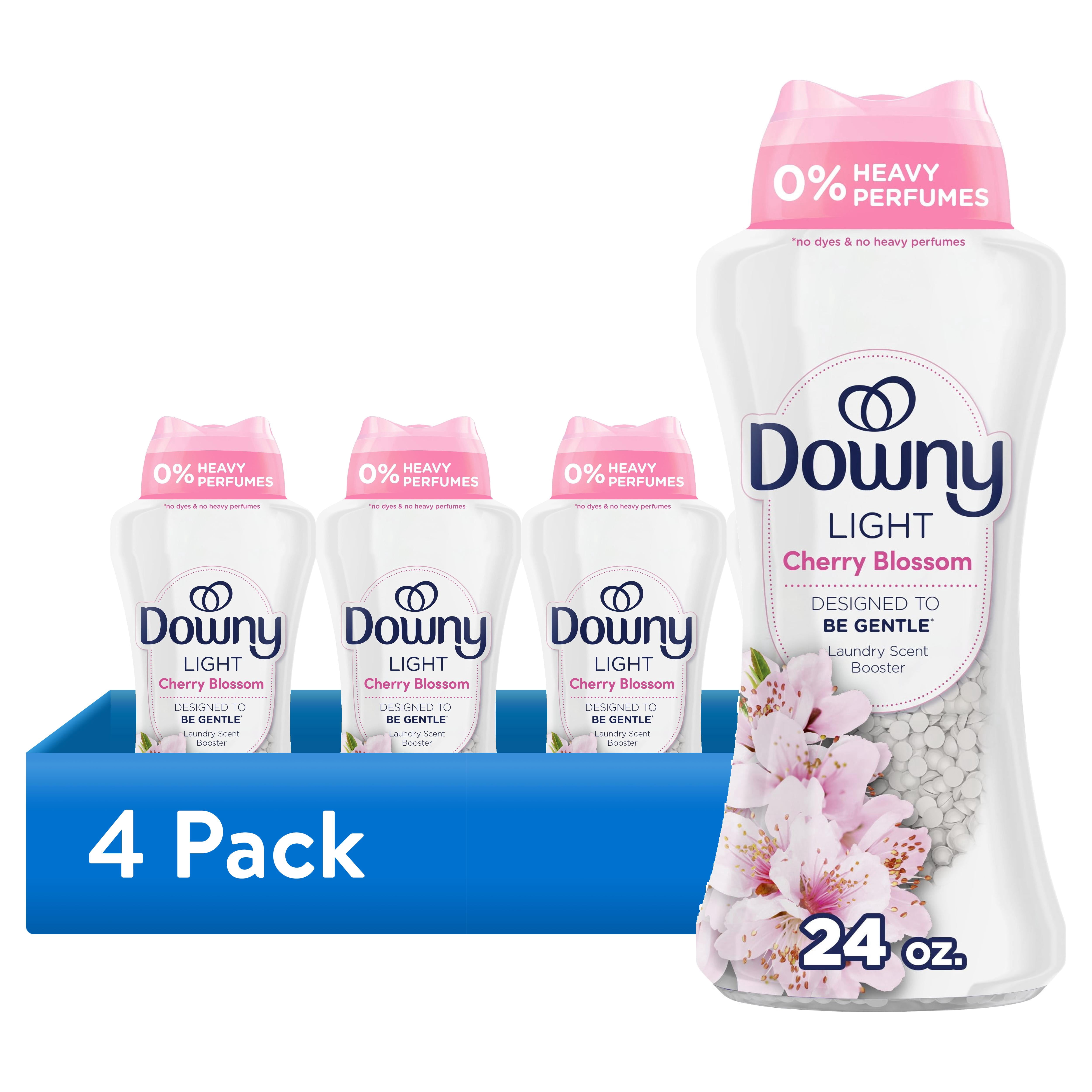 (4 pack) Downy Light In-Wash Scent Booster Laundry Beads, No Heavy Perfumes, Cherry Blossom Scent, 24 oz