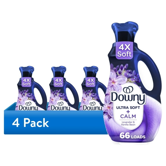(4 pack) Downy Ultra Soft Fabric Softener Liquid, Calm, Lavender and Vanilla Bean, 44 fl oz, 66 Loads