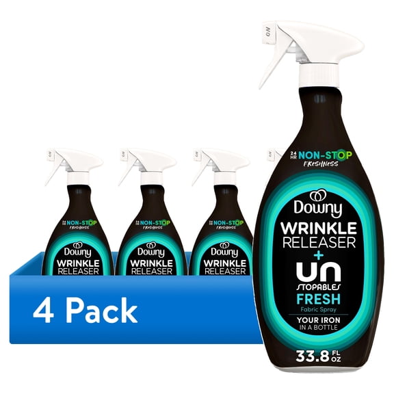 (4 pack) Downy Wrinkle Releaser and Refresher Fabric Spray, Light Fresh Scent, 33.8 fl oz