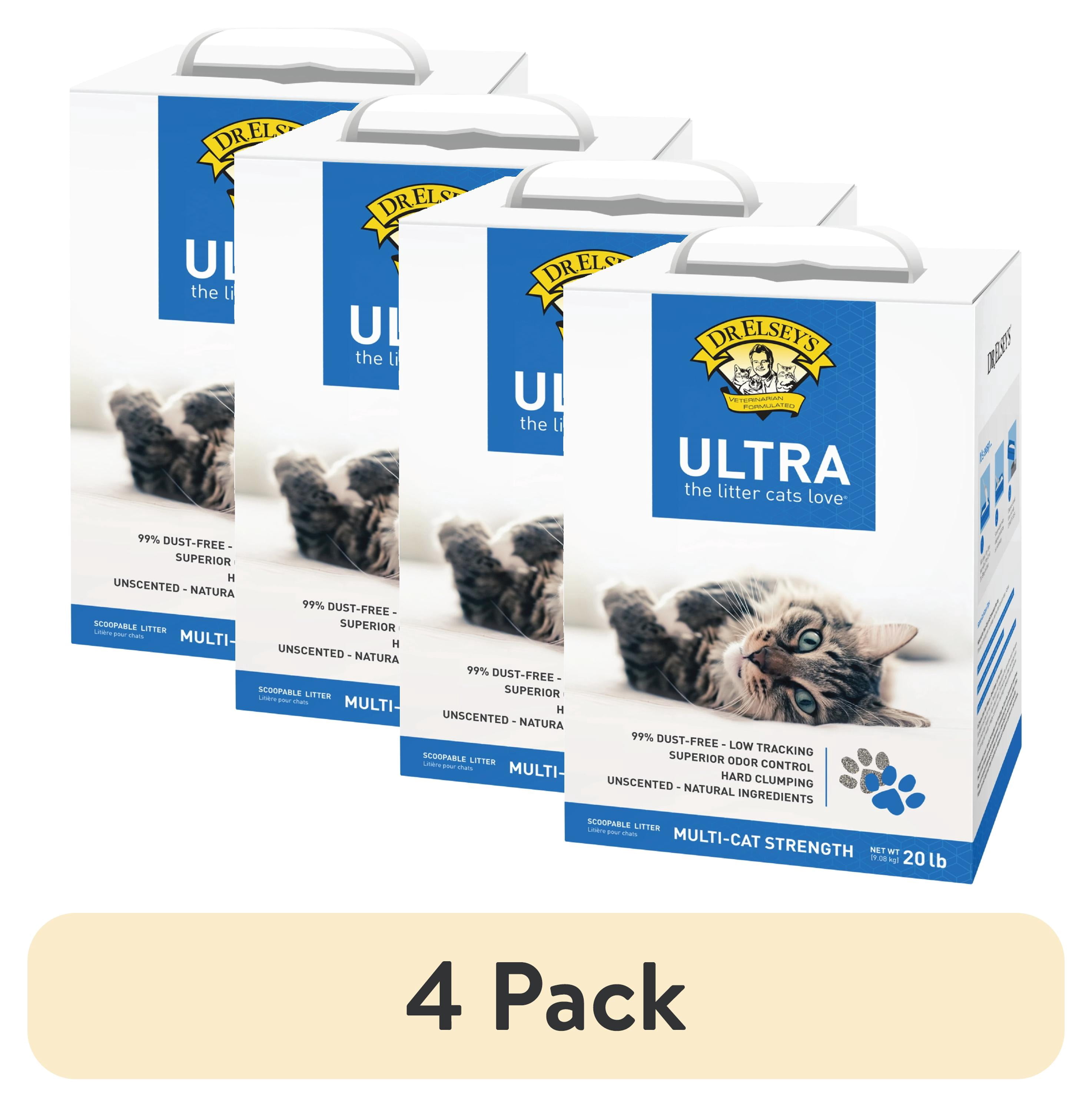 (4 pack) Dr. Elsey's Ultra Unscented Clumping Clay Cat Litter 20 lb. Box