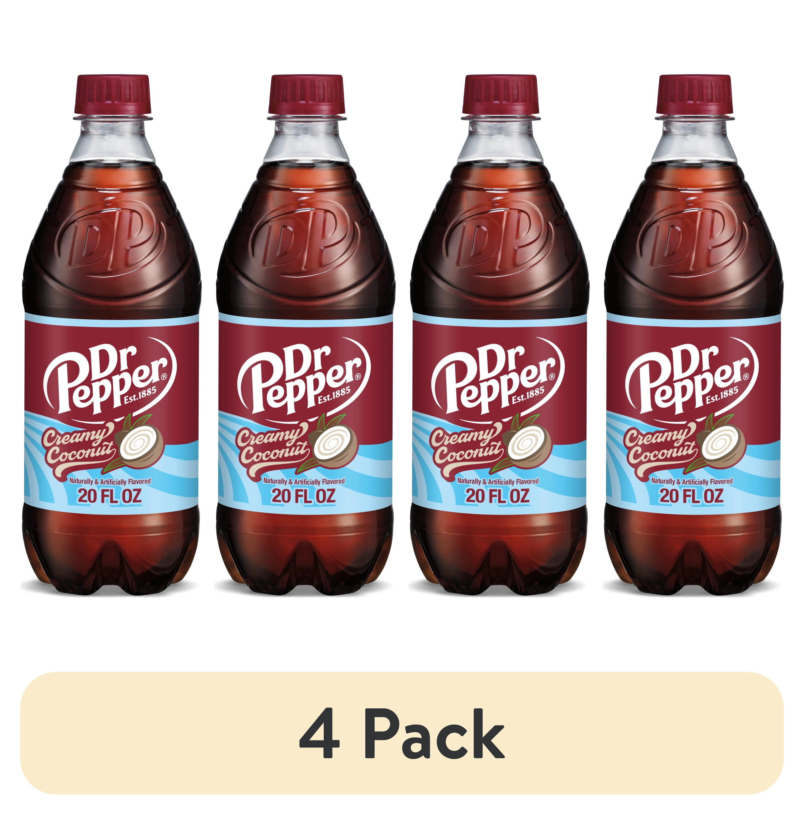 (4 pack) Dr Pepper Creamy Coconut Soda Pop, 20 fl oz, Bottle