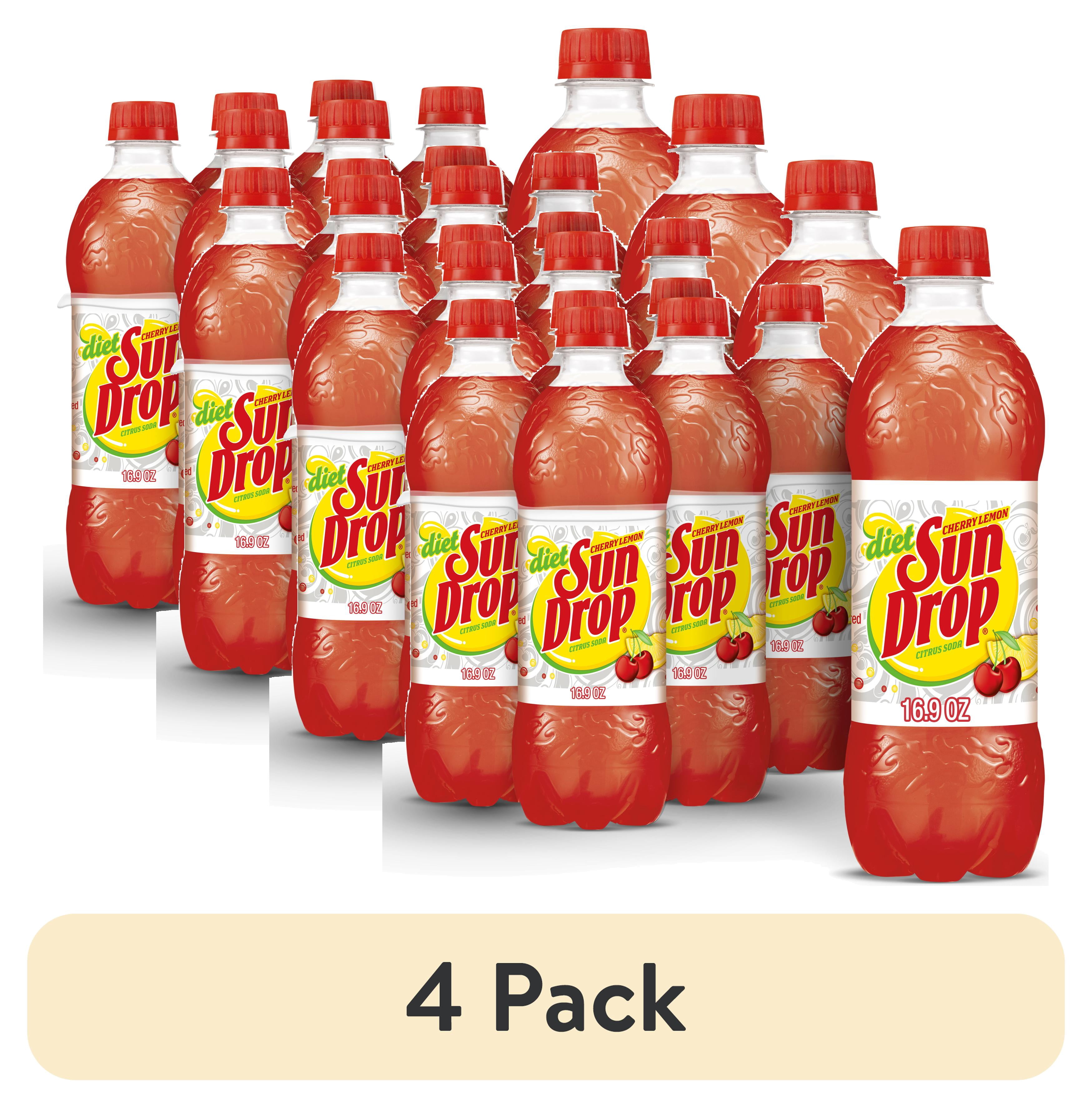 (4 pack) Diet Sun Drop Cherry Lemon Soda Pop, 0.5 L, 6 Pack Bottles