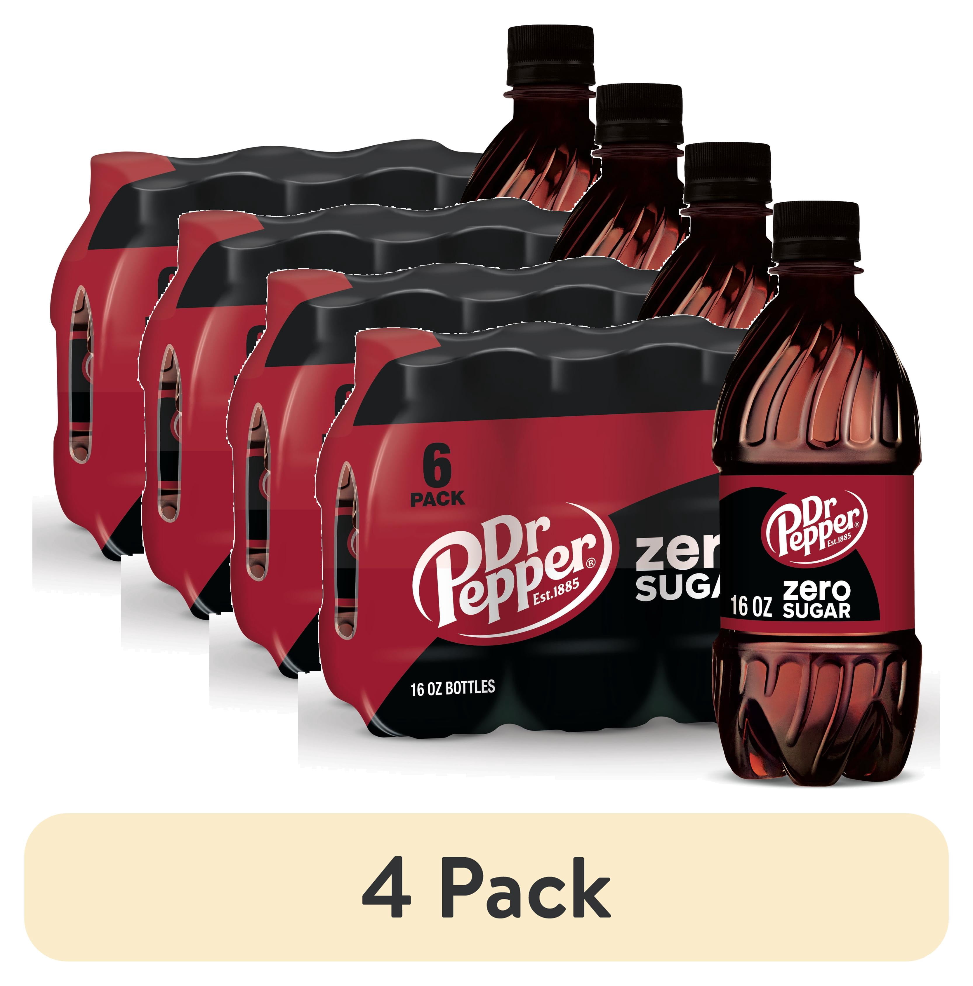 (4 pack) Dr Pepper Zero Sugar Soda Pop, 16 fl oz, 6 Pack Bottles
