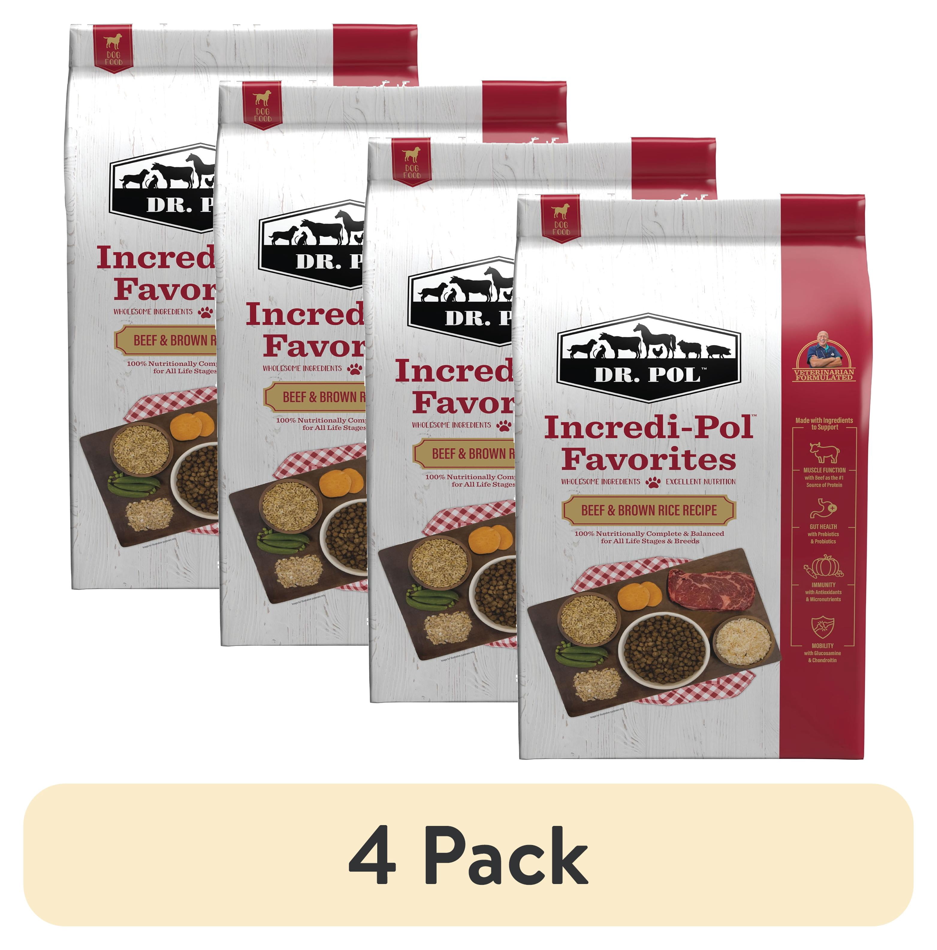 (4 pack) Dr. Pol Incredi-Pol Favorites Beef and Brown Rice Recipe Dog Food - 6lb