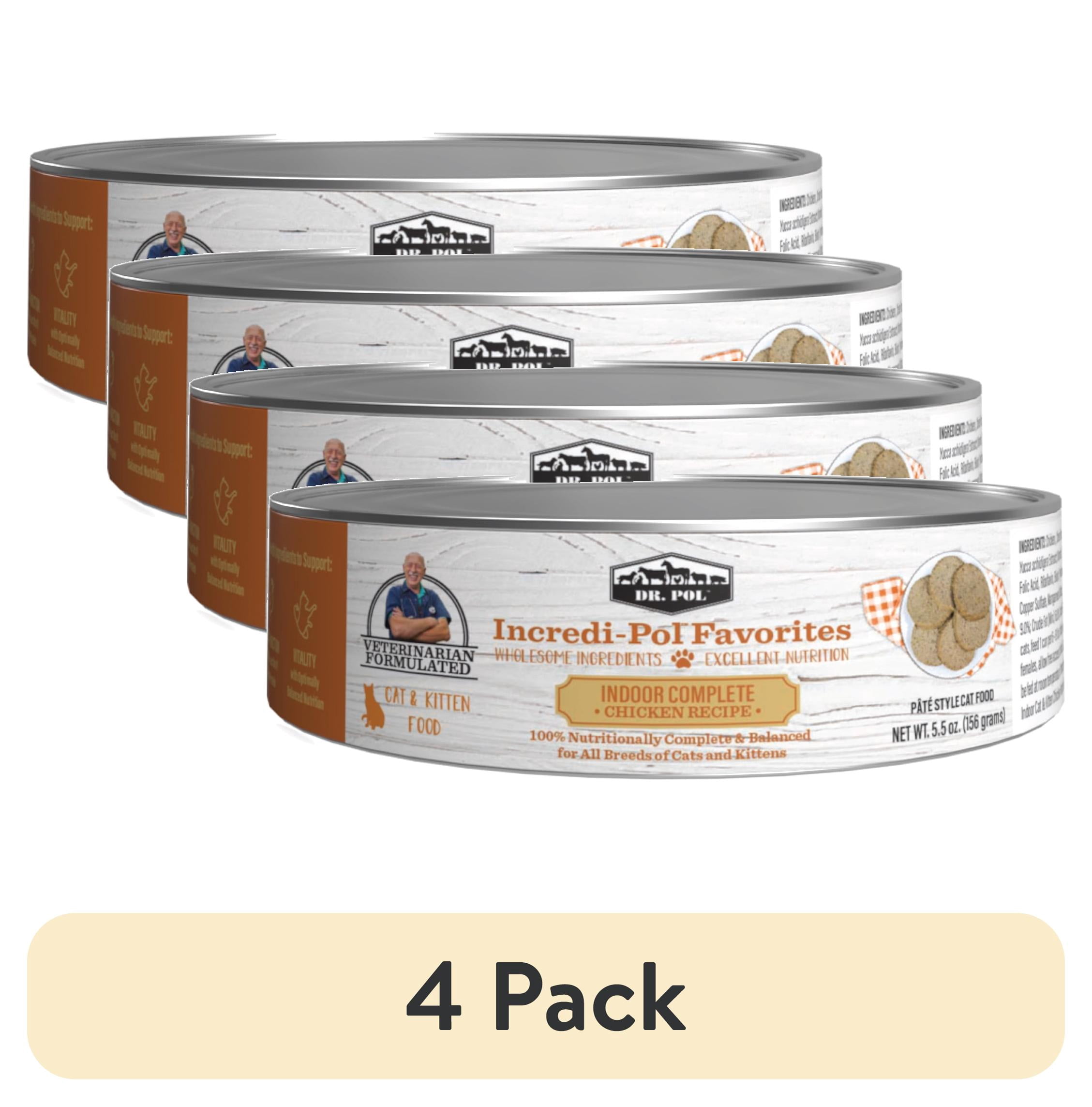 (4 pack) Dr. Pol Incredi-Pol Favorites Chicken Indoor Complete Canned Cat Food, 5.5oz.