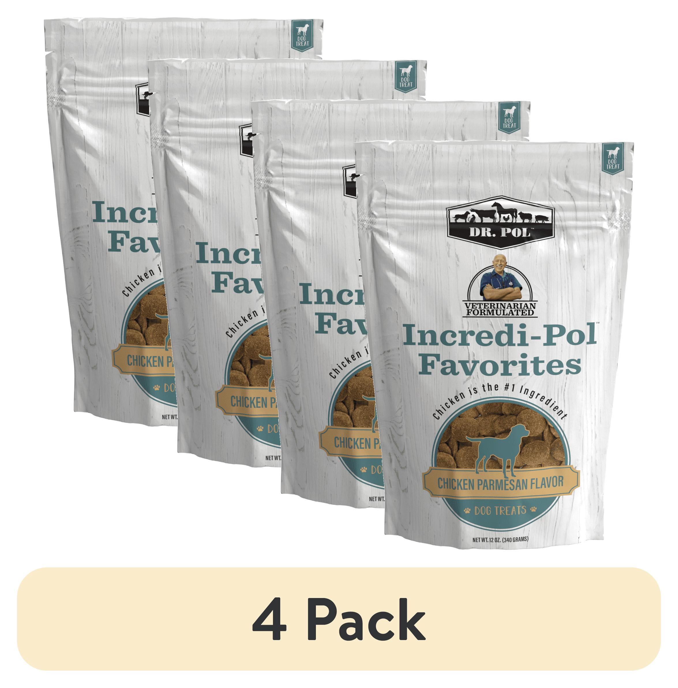 (4 pack) Dr. Pol Incredi-Pol Favorites Parmesan Chicken Flavor Crunchy Dog Treats, 12 oz. Bag