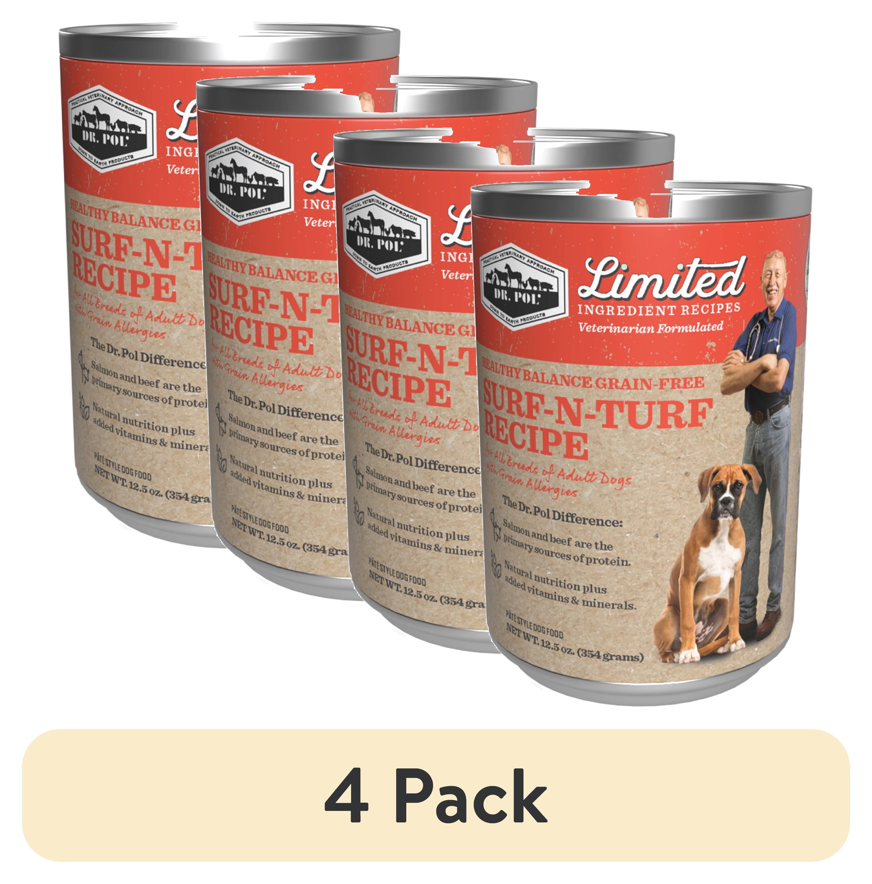 (4 pack) Dr. Pol Limited Ingredient Surf-N-Turf Canned Dog Food, 12.5oz.