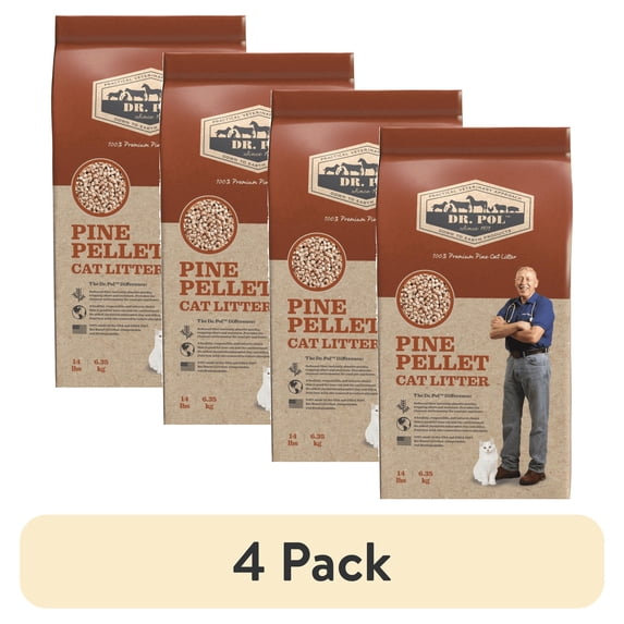 (4 pack) (4 pack) Dr. Pol Pine Pellet Cat Litter - 14lb Bag