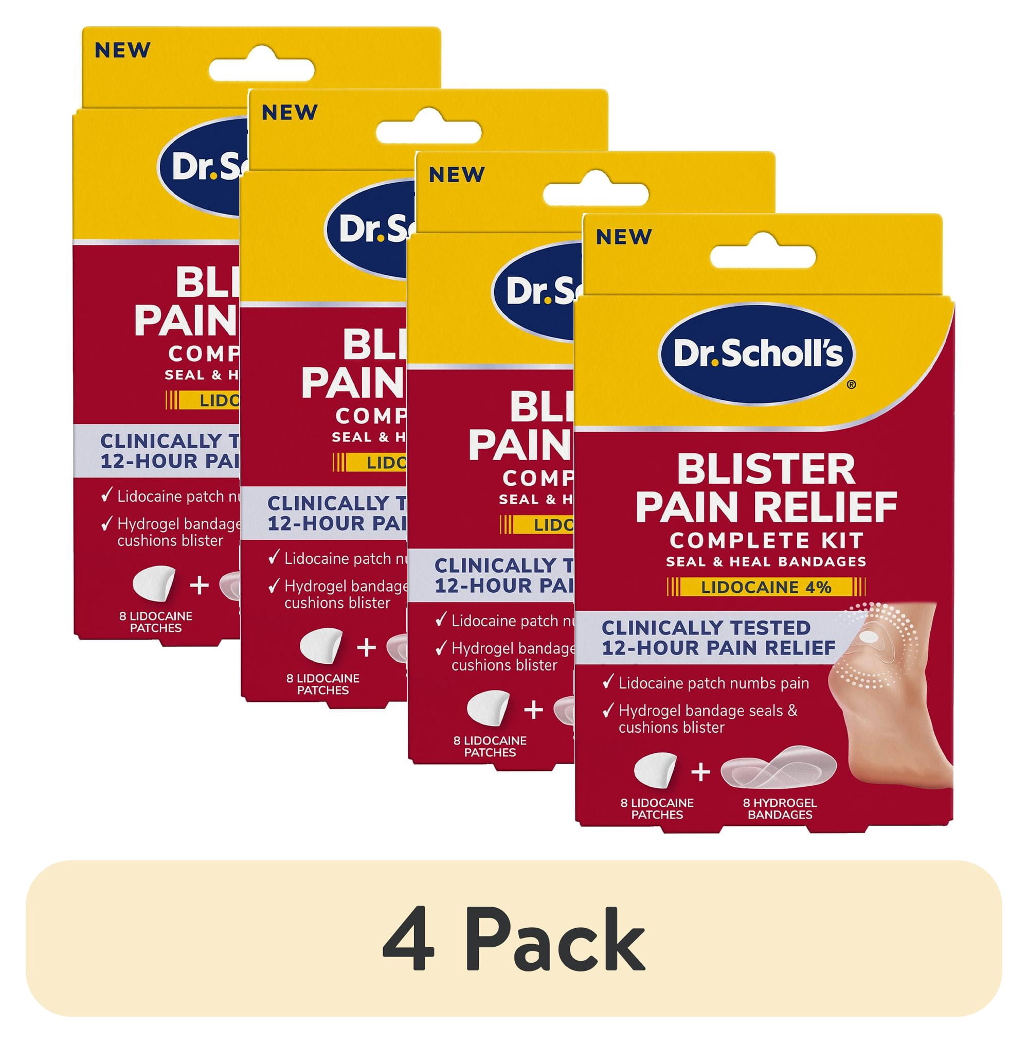 (4 pack) Dr. Scholl's Blister Pain Relief Complete Kit with Lidocaine, 8 Count