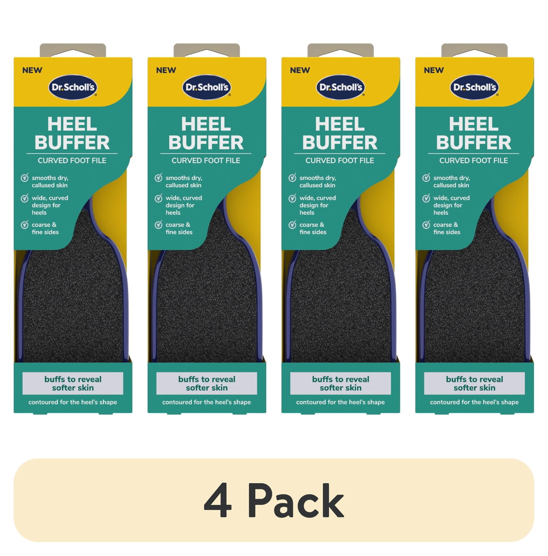 (4 pack) Dr. Scholl's Curved Heel Buffer Foot File Callus Remover for Smooth Feet