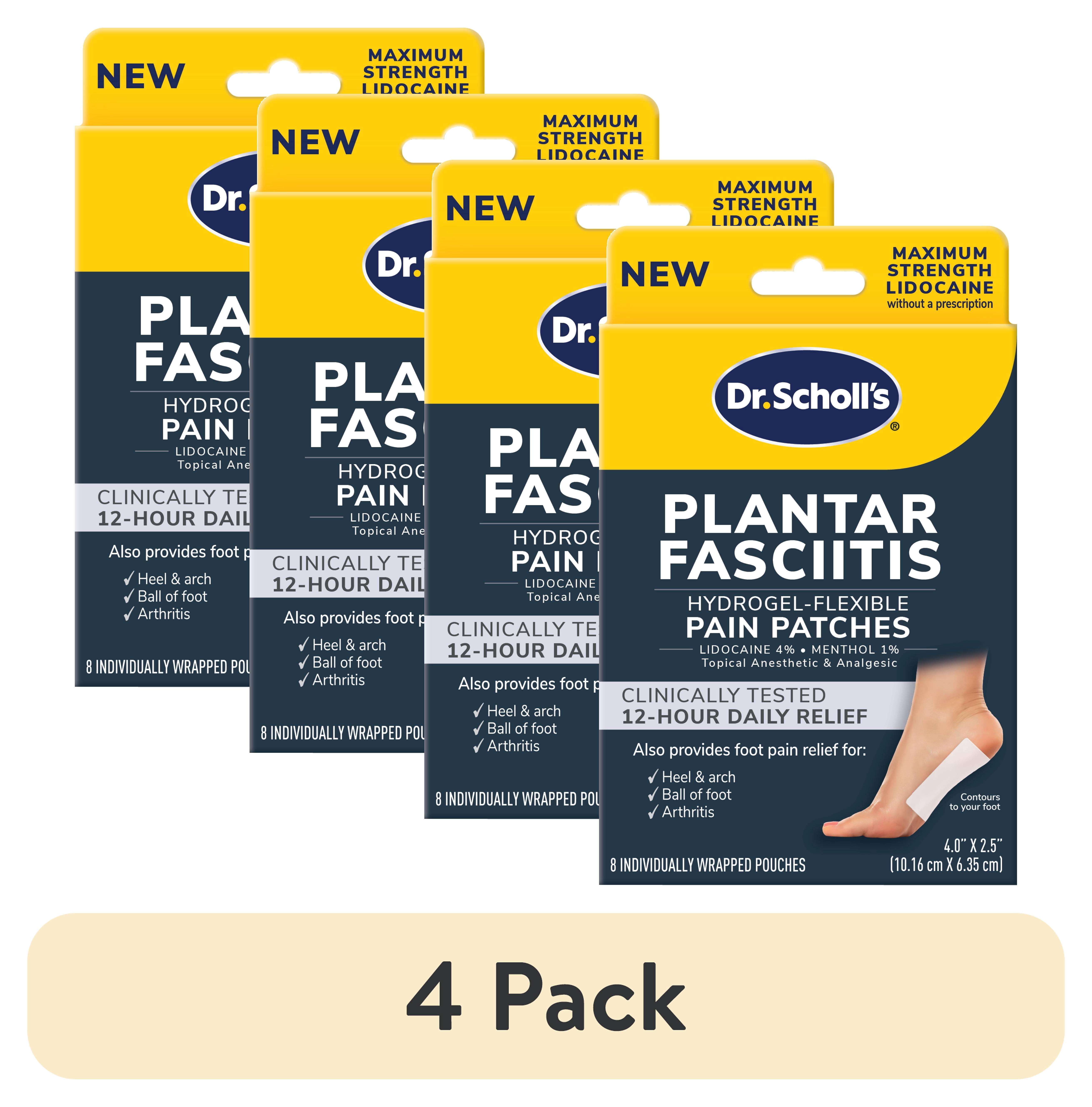 (4 pack) Dr. Scholl's Plantar Fasciitis Pain Relief Patches with Lidocaine and Menthol, 8 Count