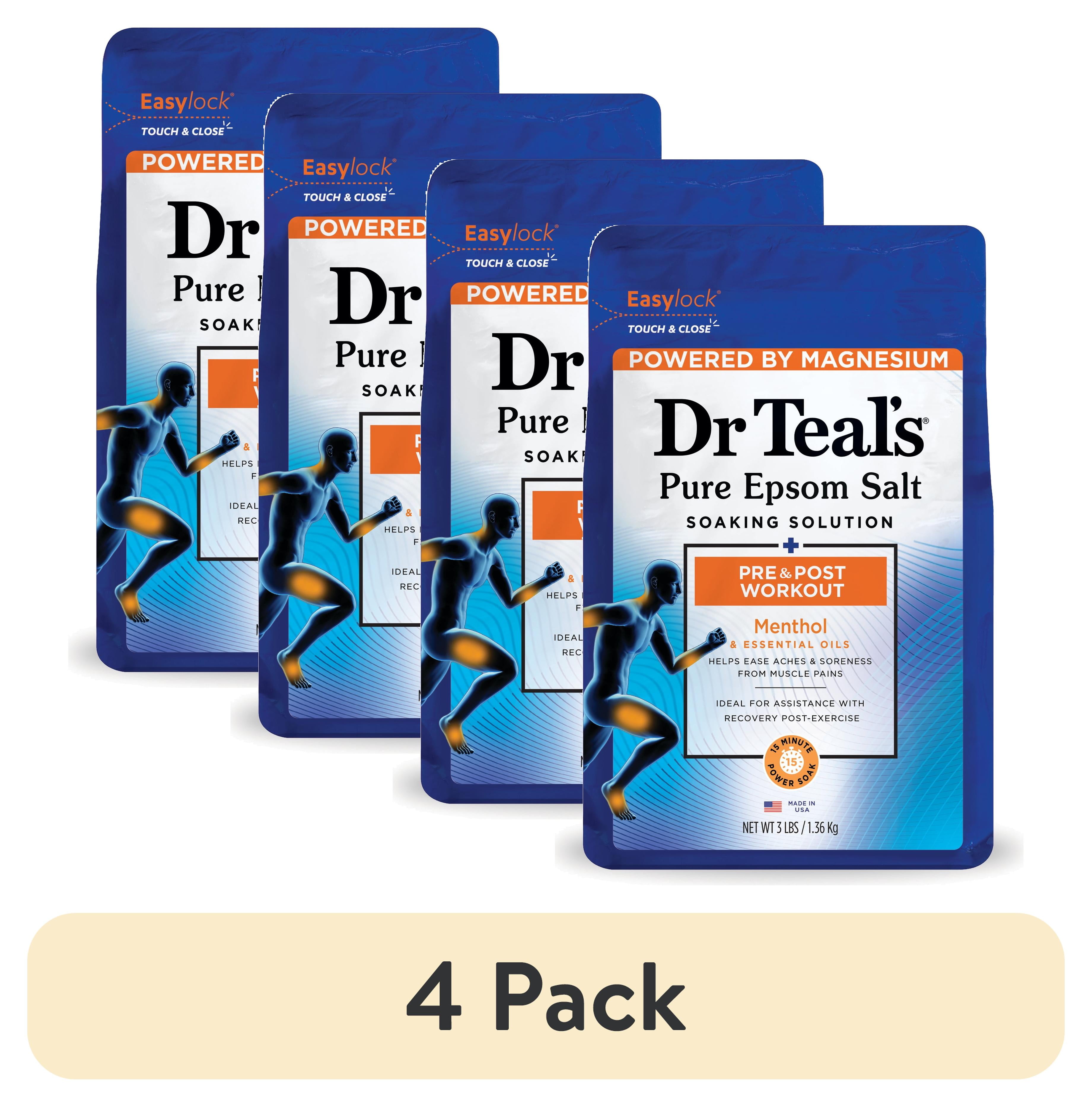 4 pack) Dr Teal's Epsom Salt Magnesium Soak, Pre & Post Workout