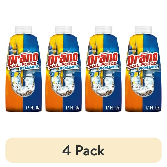 (4 pack) Drano Dual-Force Foamer Drain Clog Remover, 17 oz, 1 Count