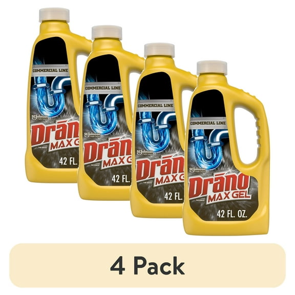(4 pack) Drano Max Gel Drain Clog Remover, Commercial Line, 42 fl oz