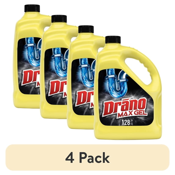 (4 pack) Drano Max Gel Drain Clog Remover, Commercial Line, 128 fl oz