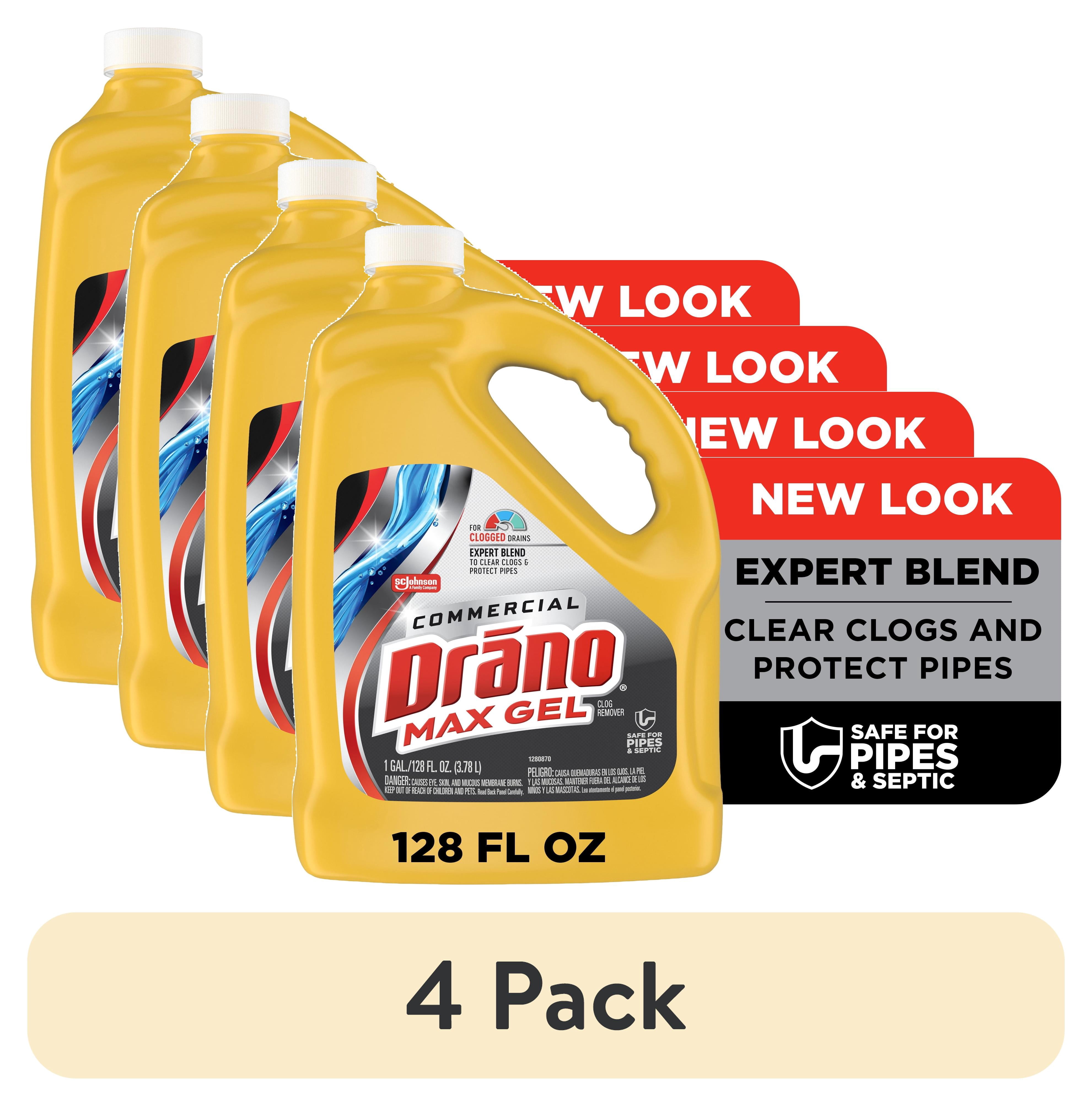 (4 pack) Drano Max Gel Drain Clog Remover, Commercial Line, 128 fl oz