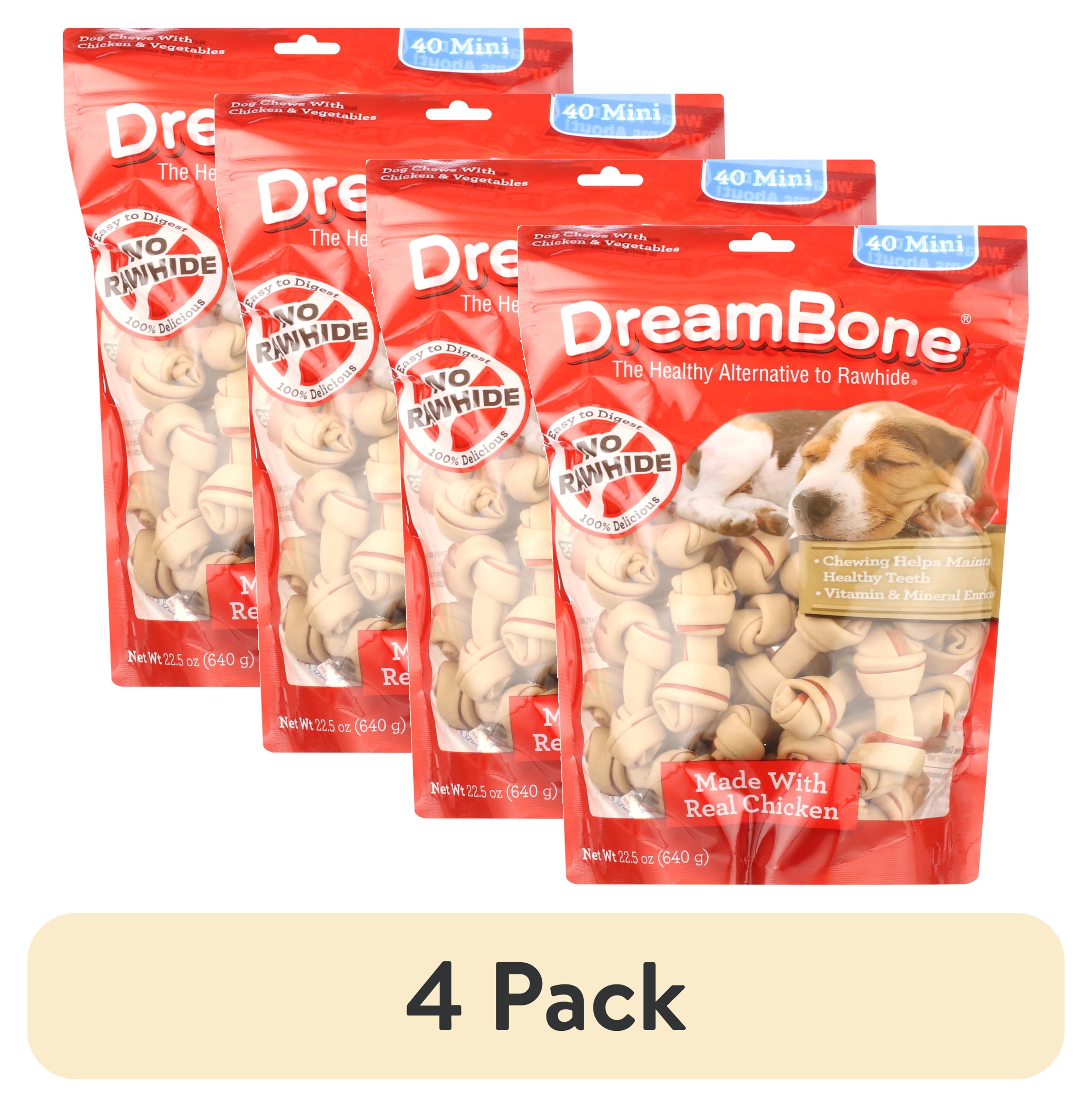 (4 pack) DreamBone Chicken Flavored Rawhide-Free Dog Chews, Mini, 22.5 Oz. (40 Count)