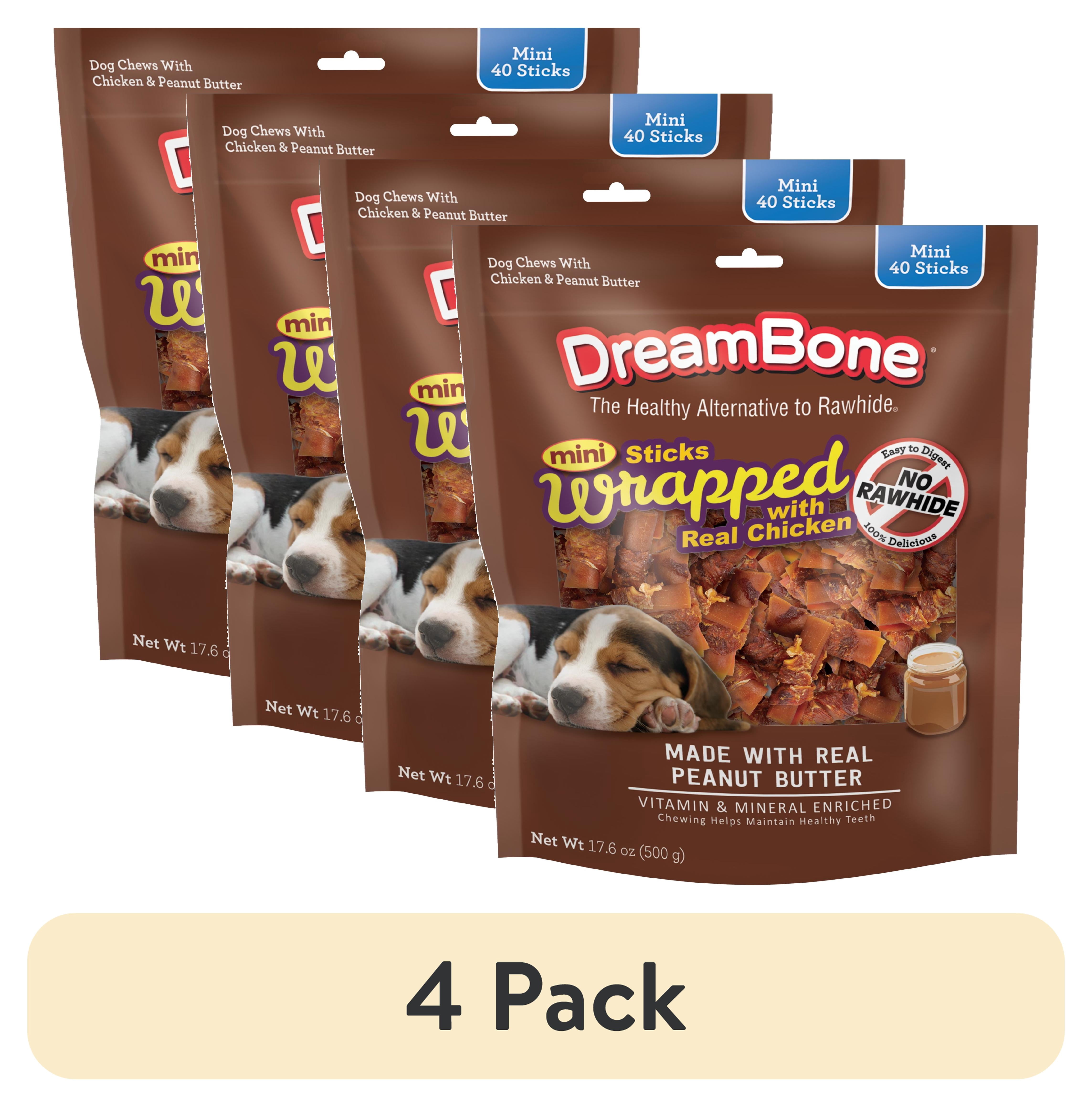 (4 pack) DreamBone Mini Sticks Wrapped with Real Chicken, Rawhide Free Chews for Dogs, 40 Count