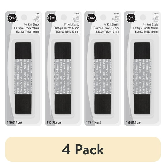 (4 pack) Dritz 3/4" Sewing & Crafting Knit Elastic Black 1 Yard