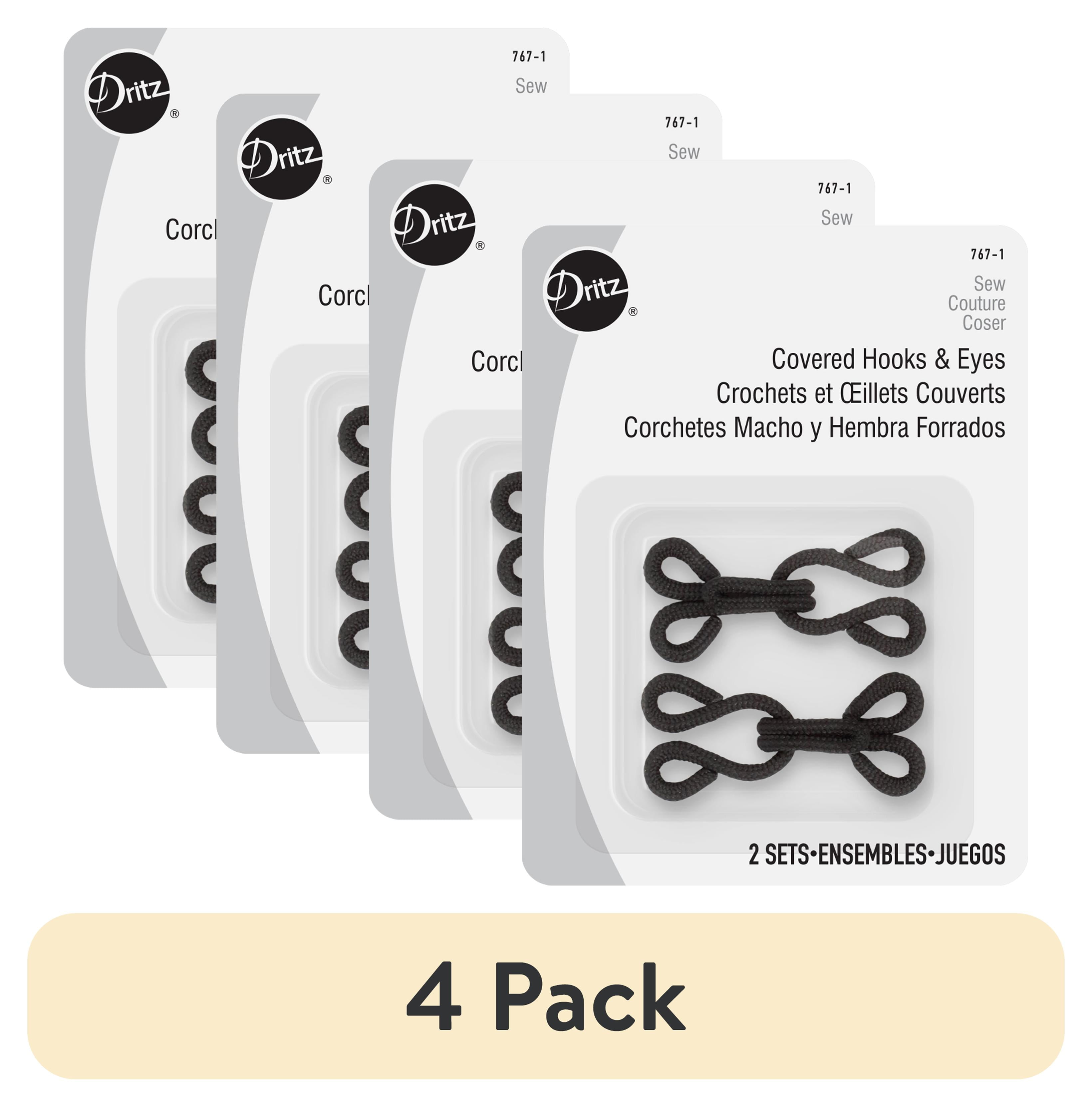 (4 pack) Dritz Covered Black Hooks & Eyes for clothing or crafting, 2 Sets