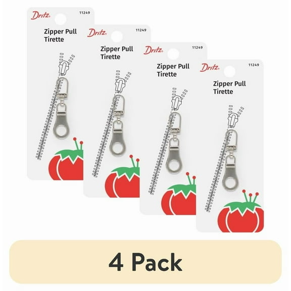 (4 pack) Dritz Silver Metal Zipper Pull Sewing Fastener, 1 piece.