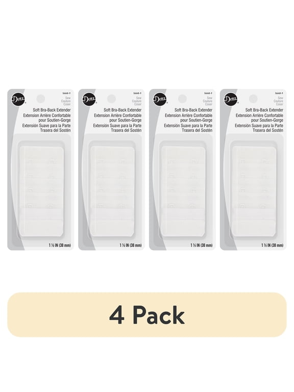 (4 pack) Dritz Soft Bra-Back Extender 1-1/2"-White 2 Hooks