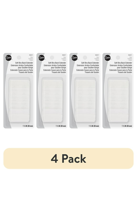 (4 pack) Dritz Soft Bra-Back Extender 1-1/2"-White 2 Hooks