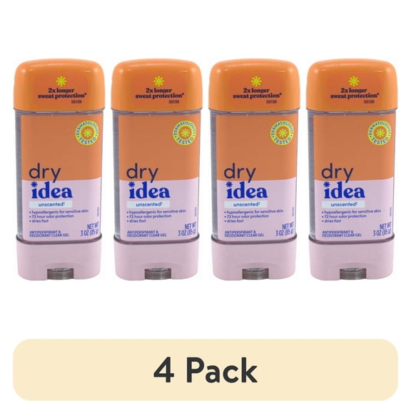 (4 pack) Dry Idea Advanced Dry Hypo Allergenic Clear Gel Antiperspirant And Deodorant, Unscented, 3 Oz..