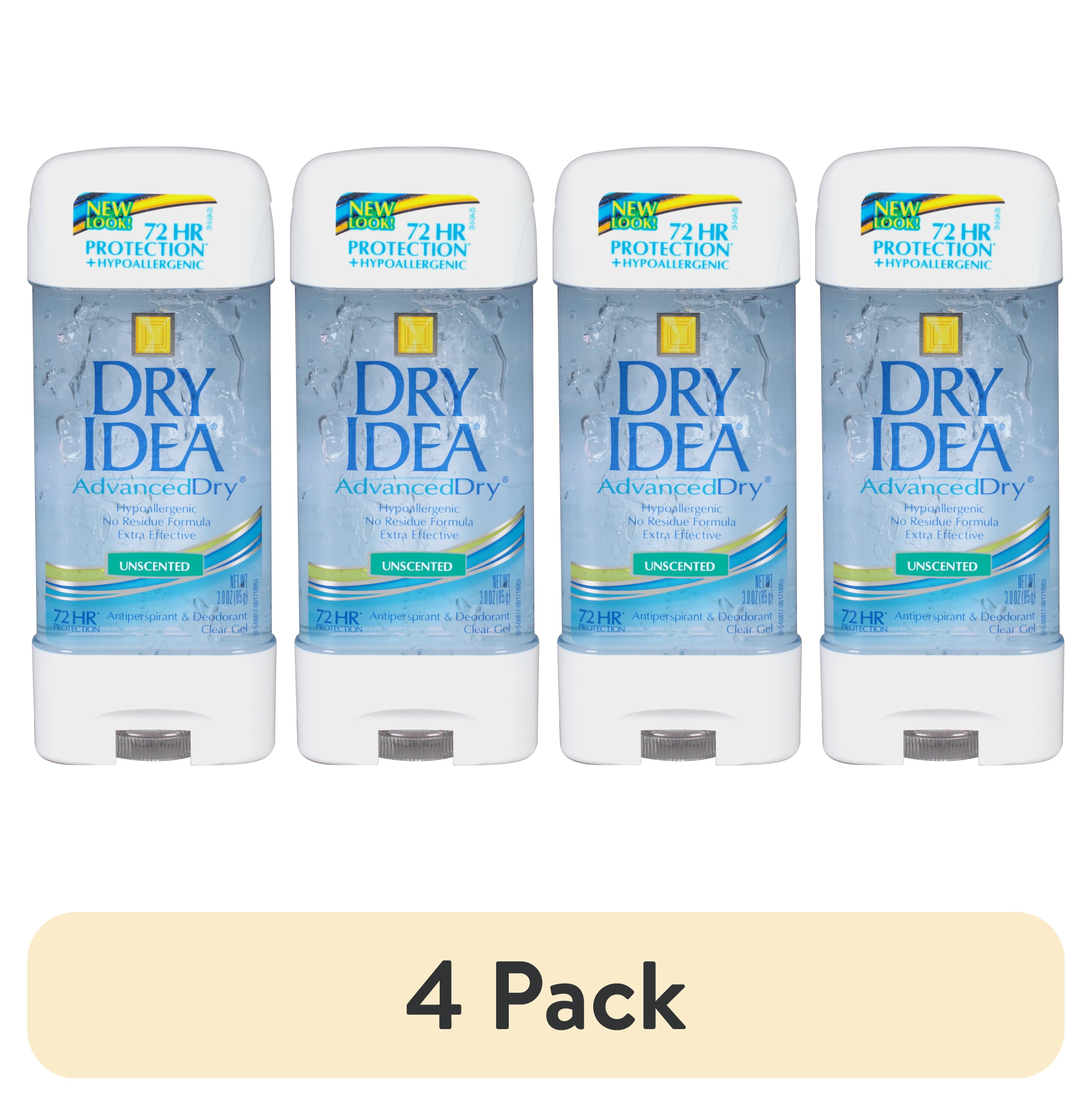 (4 pack) Dry Idea Antiperspirant Deodorant Gel, Unscented, 3 oz