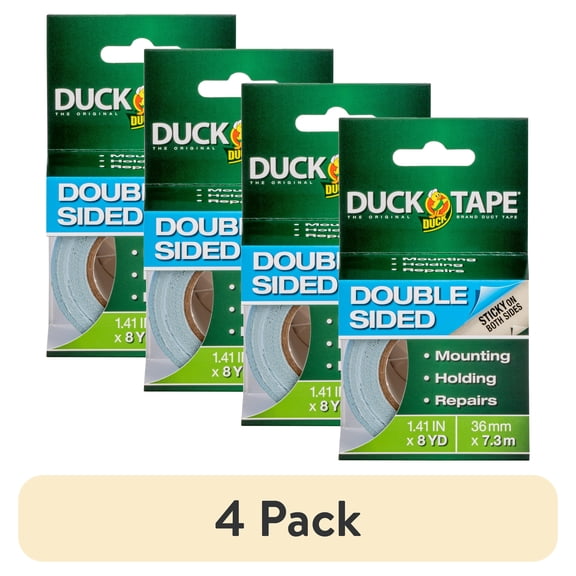 (4 pack) Duck Brand 1.41 in. x 8 yd. White Double Sided Duct Tape