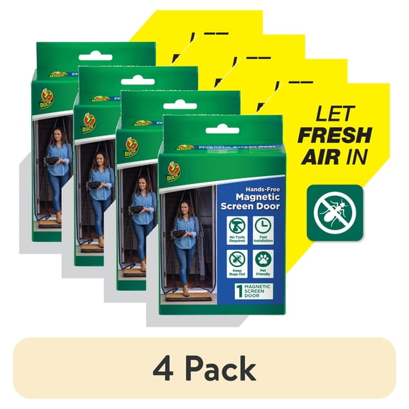 (4 pack) Duck Brand 86 in. x 39 in. Hands-Free Magnetic Mesh Screen Door