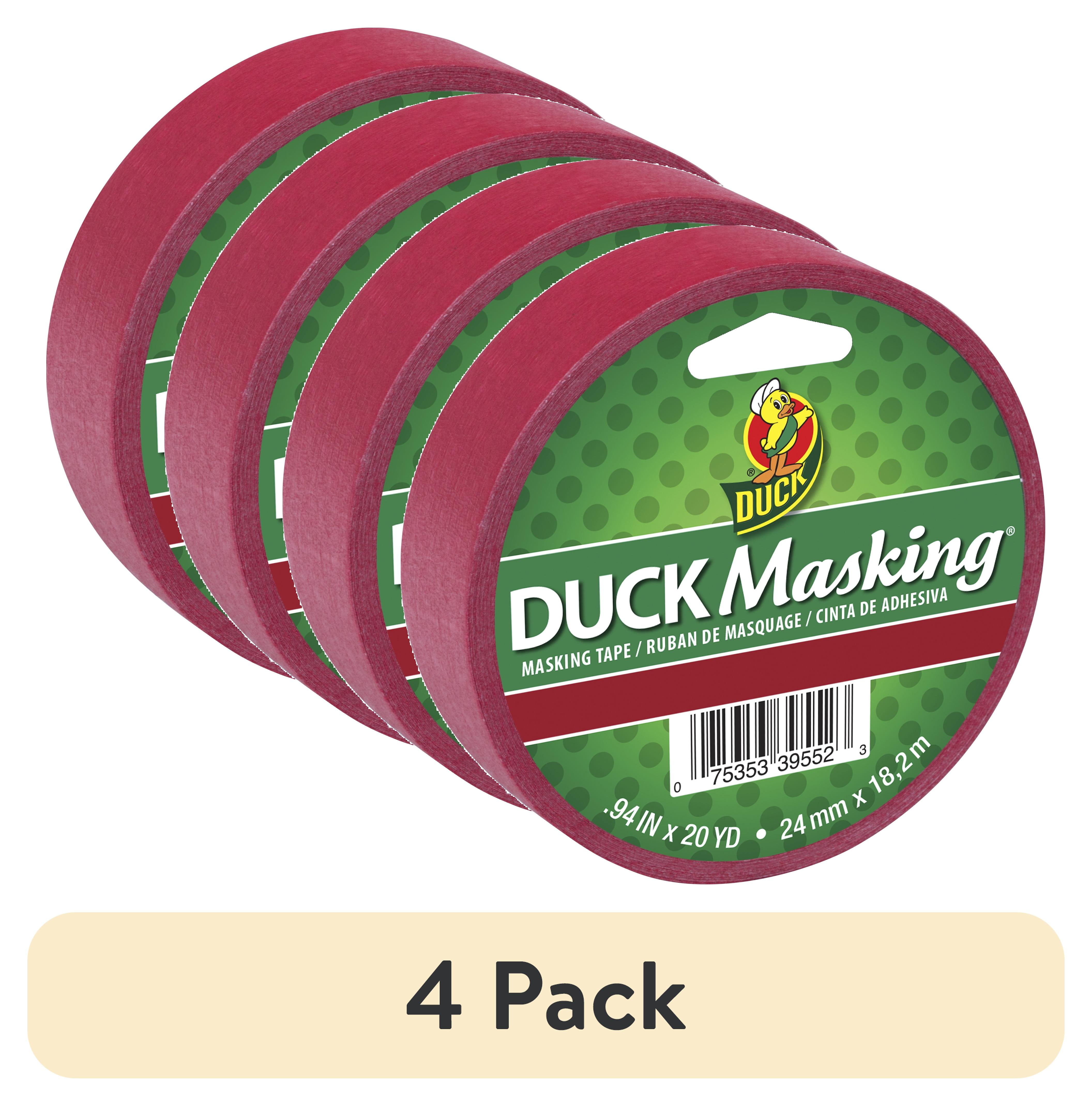 (4 pack) Duck Brand Color Masking Tape, 0.94 in. x 20 yd., Red, 1 Roll