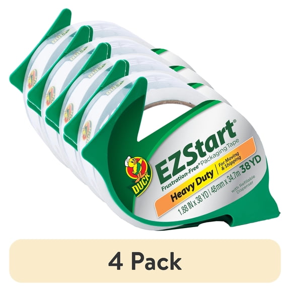 (4 pack) Duck Brand EZ Start Clear Packing Tape with Dispenser 1.88 in. x 46 yd.