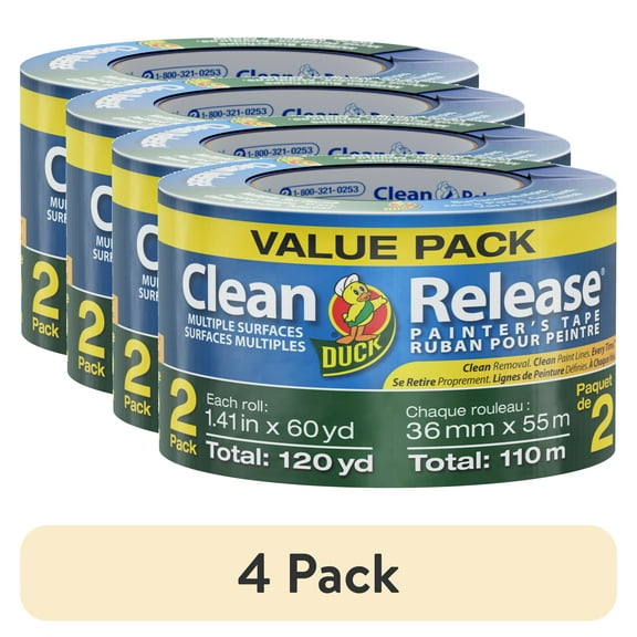 (4 pack) Duck Clean Release 1.41 in. x 60 yd. Blue Painter's Tape, 2 Rolls