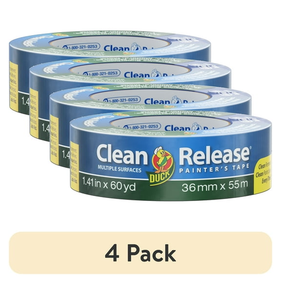 (4 pack) Duck Clean Release 1.41 in. x 60 yd. Blue Painter's Tape