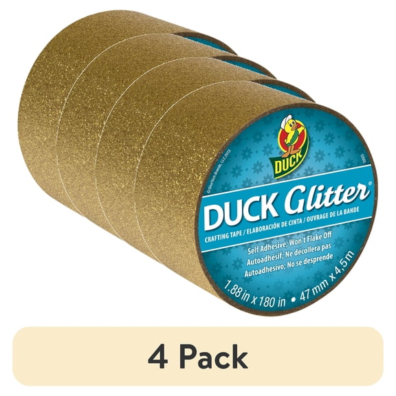 (4 pack) Duck Glitter Crafting Tape, 1.88 in. x 180 in., Gold