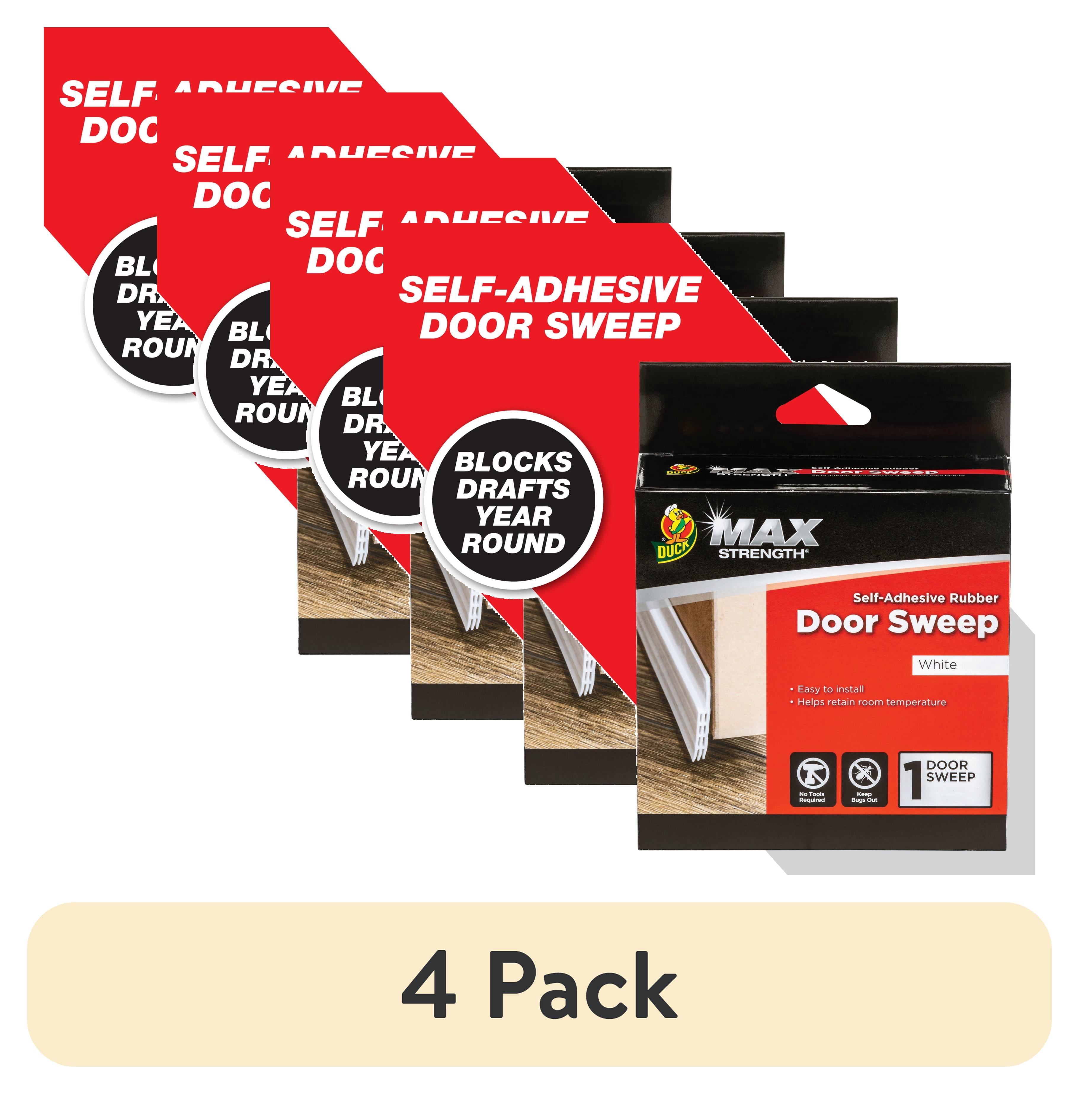 (4 pack) Duck Brand, 1.88 Inch X 39.4 Inch White Self-Adhesive Rubber Door Bottom Sweep, Blocks Drafts