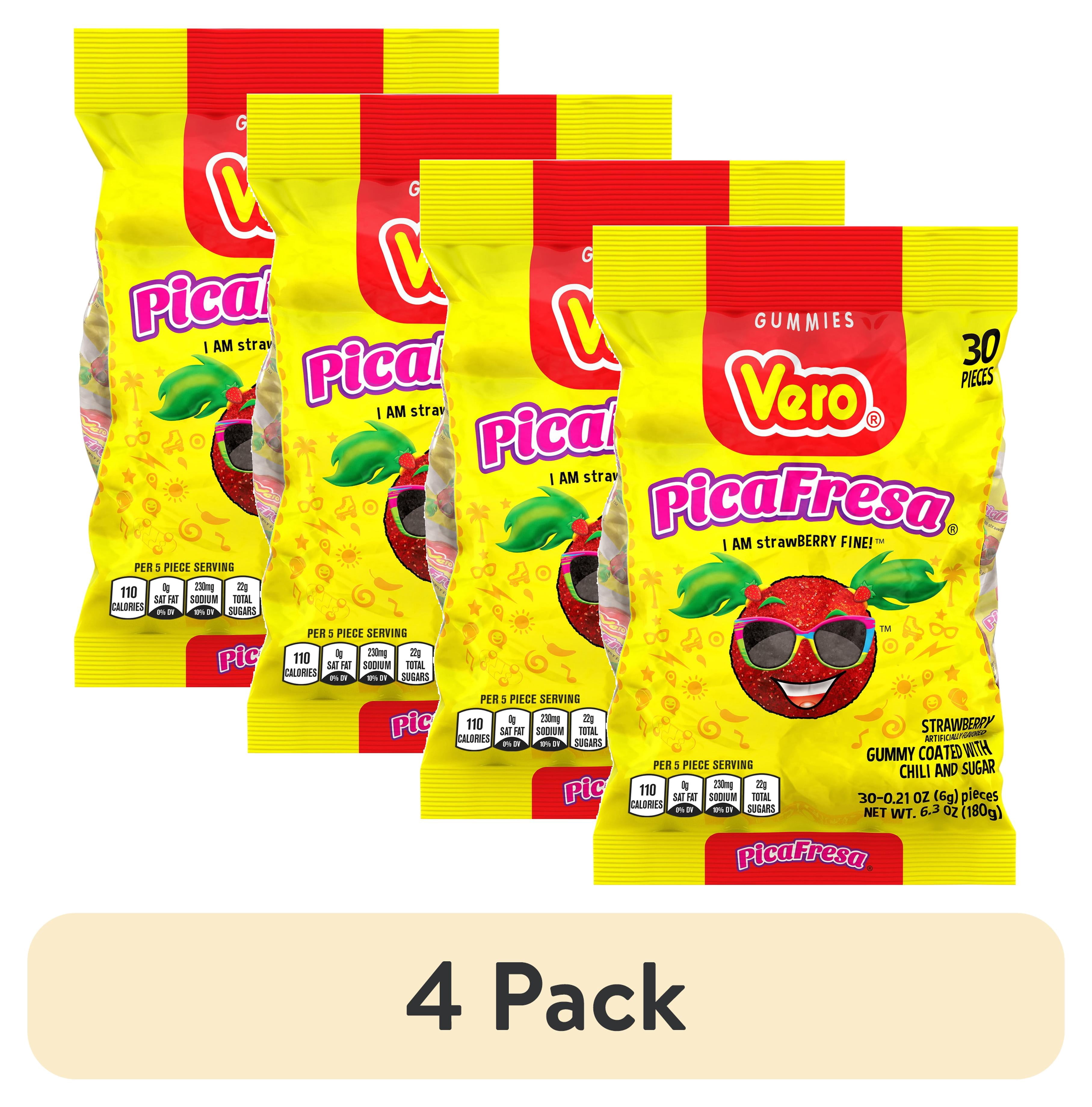 4 pack) Vero Picafresa Strawberry Gummies with Chili Pepper Powder